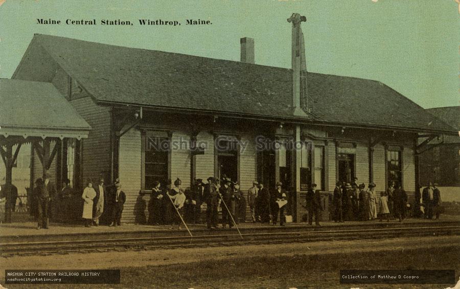Postcard: Maine Central Station, Winthrop, Maine